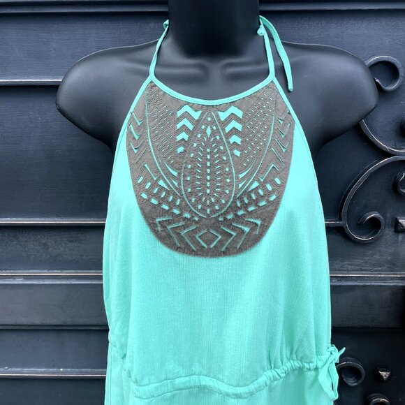 Banana Republic Sz 6 Halter Dress Flounce Summer Sleeveless Mint Green Boho - Picture 2 of 11